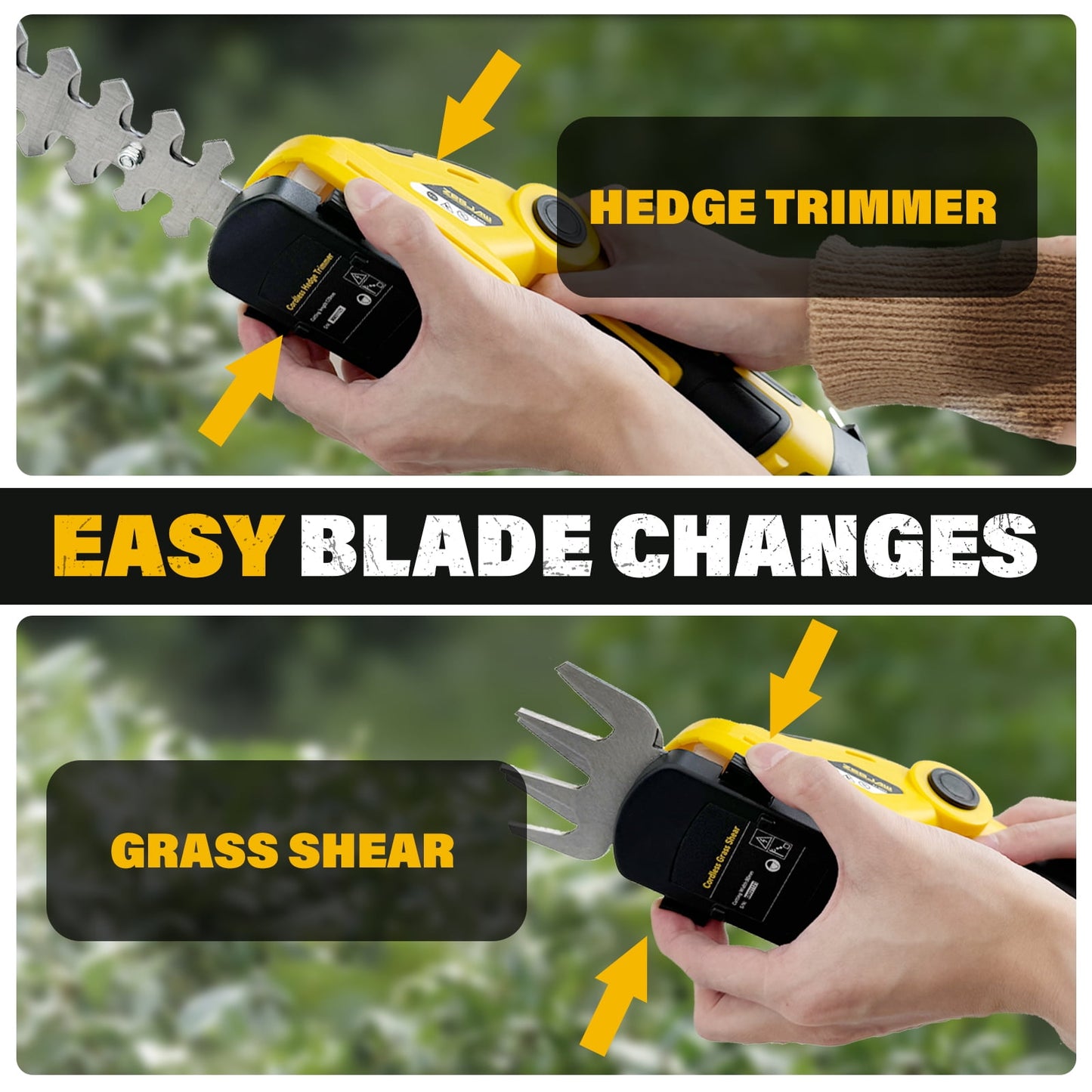 ZEGJAW 7.2V Cordless Hedge Trimmer, 2 in 1 Electric Hedge Trimmers Lightweight Efficient Battery Powered Grass Shears, Garden Tool for Pruning Hedges Bushes and Shrubs