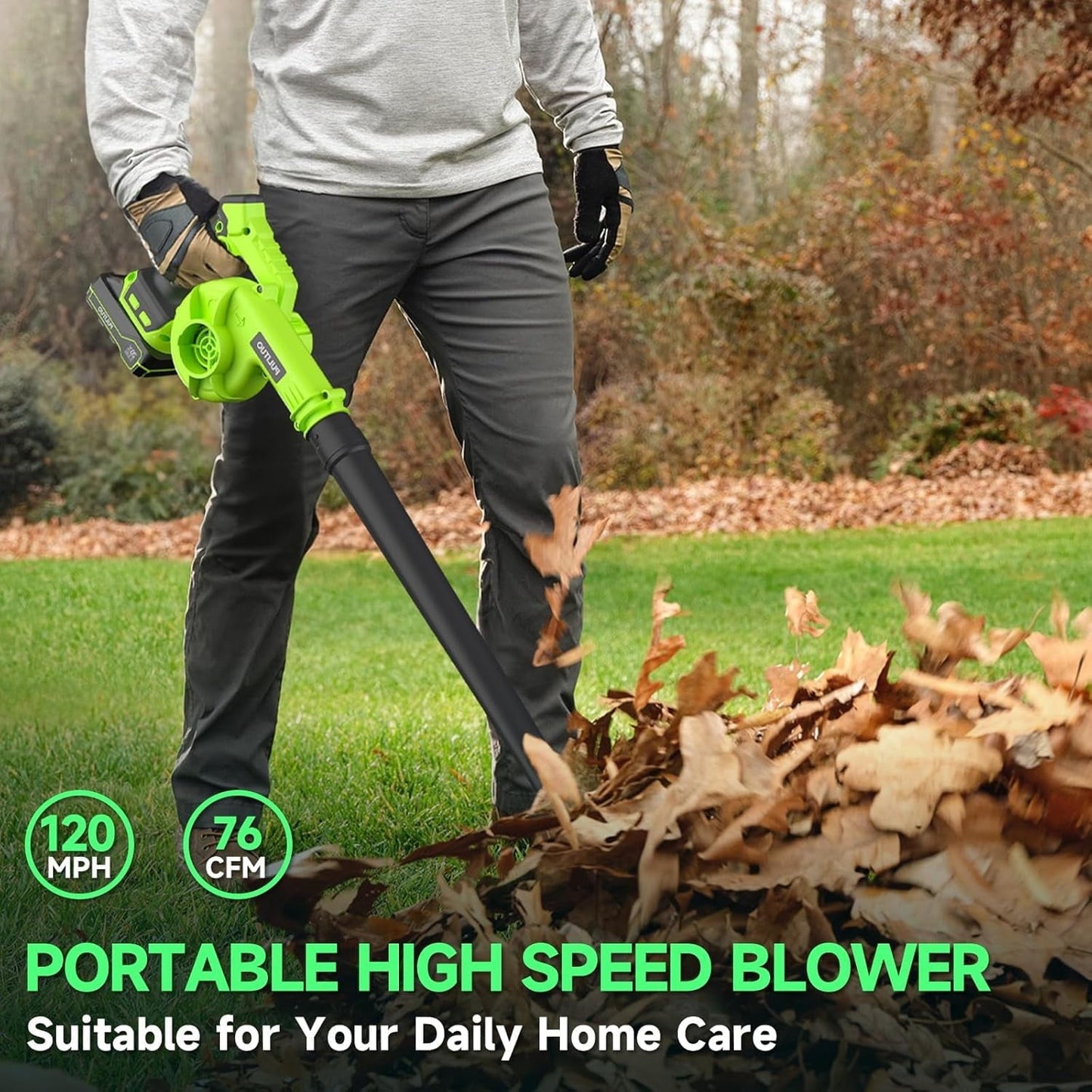 20V Cordless Leaf Blower, 120MPH Electric Blower with 2 Batteries & Charger, Lightweight Yard Tools for Lawn Care, Patio, Backyard, Garden, Grass Blower for Floor and Outdoor Use