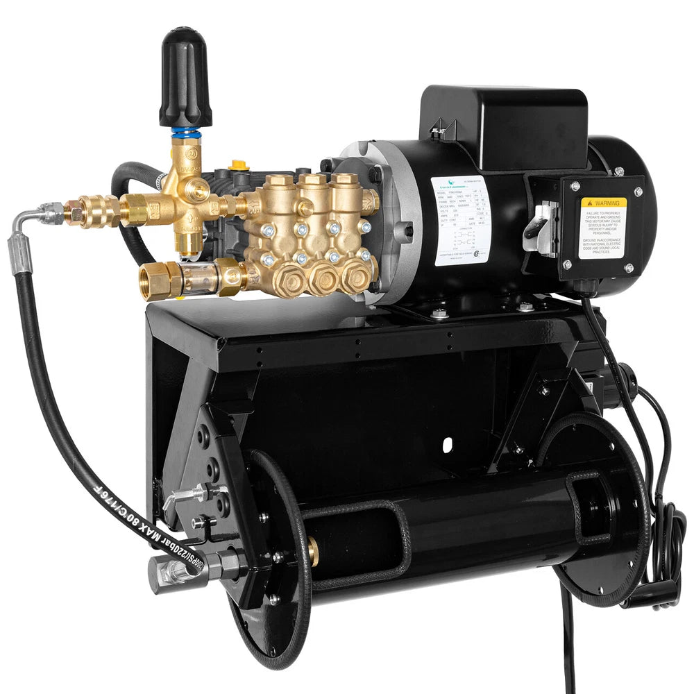 Canpump Pressure Washer: Wall-Mount w/ Hose Reel, 5 hp, 230 V, Total Stop System