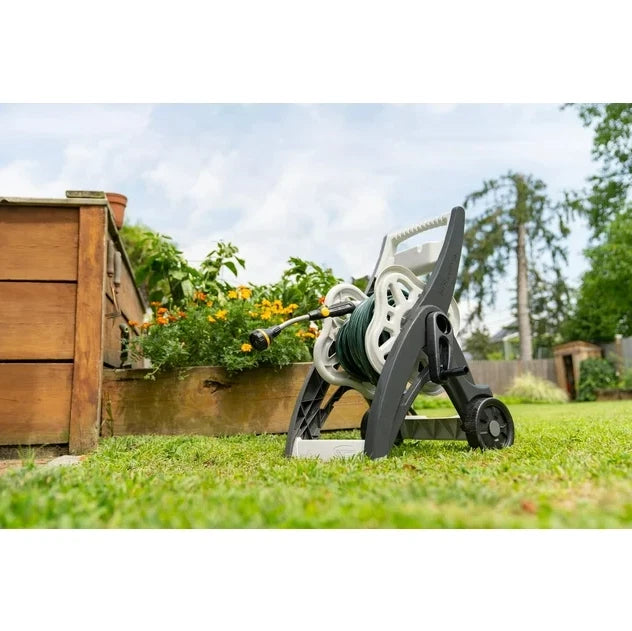175 ft. Hosemobile Hose Reel Cart, Leader hose included, Gray and Taupe