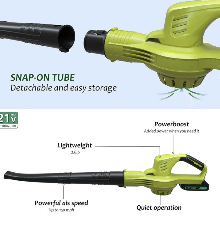 2 Speeds Electric Cordless Leaf Snow Blower 21V with Battery & Charger New OpenB