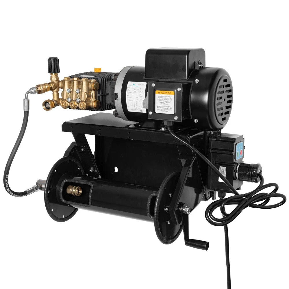 Canpump Pressure Washer: Wall-Mount w/ Hose Reel, 5 hp, 230 V, Total Stop System