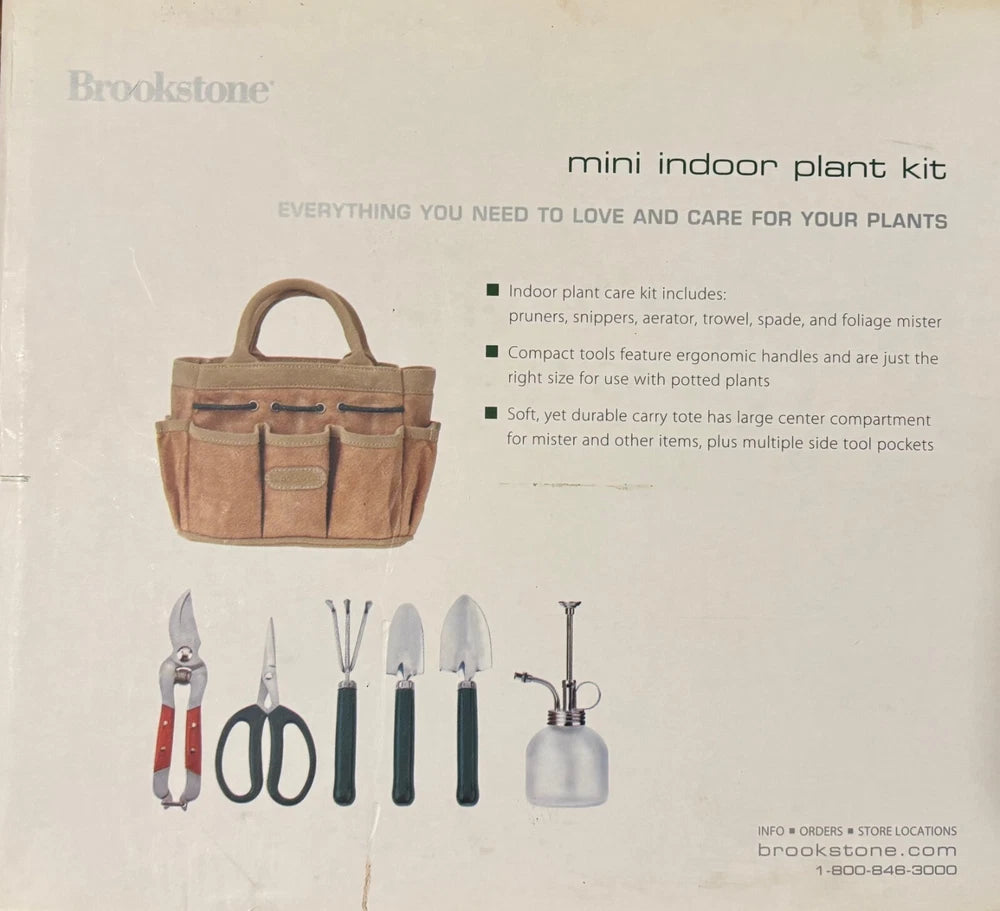 Brookstone mini indoor plant kit tools & tote Gardening set