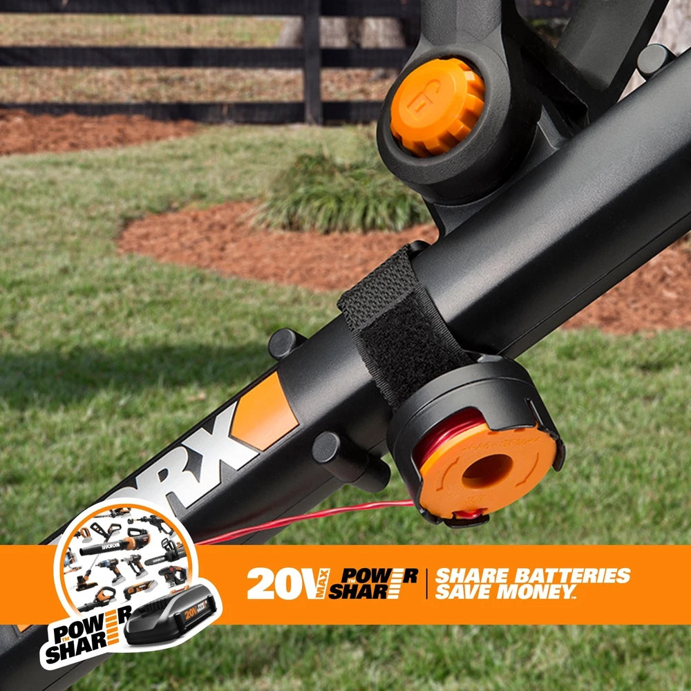 WORX WG170.2 GT 20V PowerShare CordlessTrimmer/Edger + 60 min quick charger