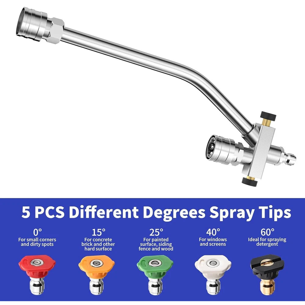 1/4” Pressure Washer Foam Cannon with Dual-Connector Double Tip Attachment USA