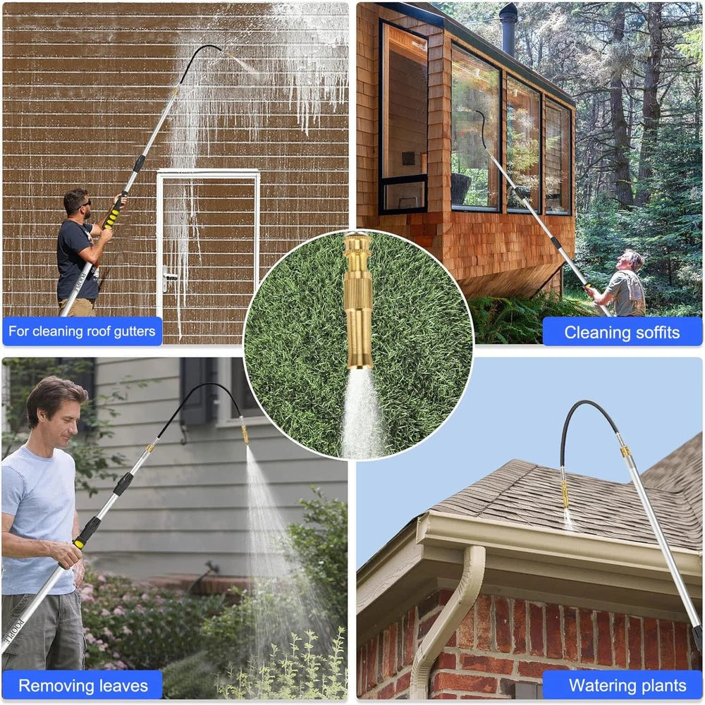 Telescopic Gutter Cleaning Tools from the Ground, Rain Gutter Cleaner Hose Attac