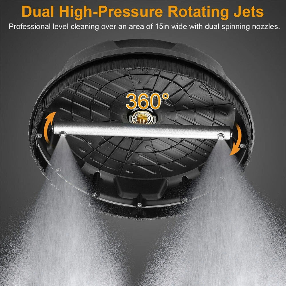 4000PSI 15" Pressure Washer Surface Cleaner w/ 2 Extension Wand Quick Connect