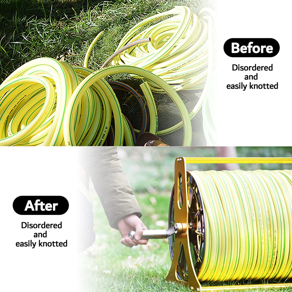 Garden Water Hose Reel Rack Stainless Steel Water Pipe Storage Wall Mount Stand