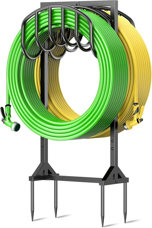 Garden Water Hose Holder Holds 2 * 150Ft Hoses, Heavy-Duty Metal Freestanding...