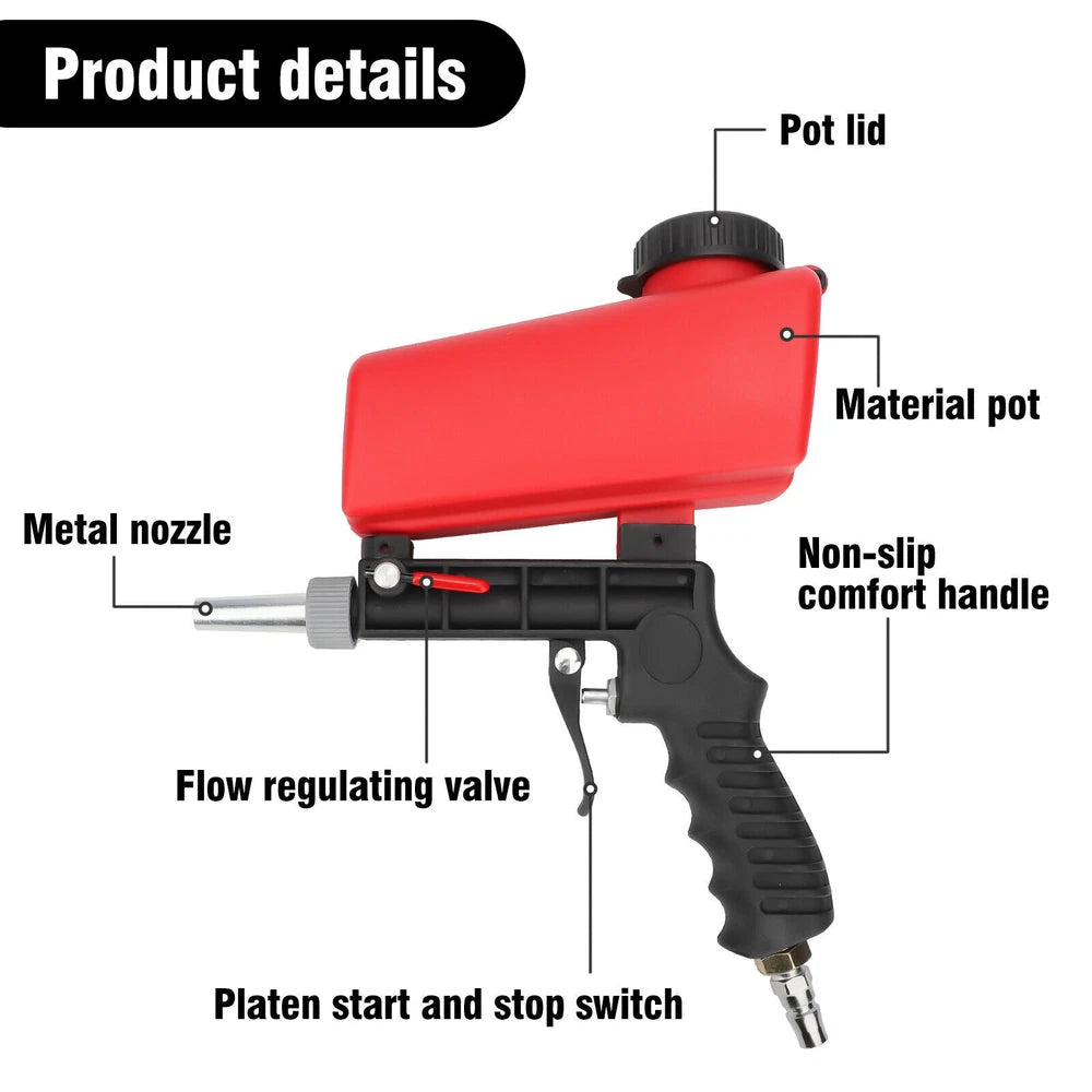 2 X Portable Handheld Air Compressor Speed Sand Gun Blaster Sand Blasting 1/4 in