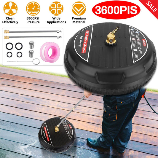 New 15" Pressure Washer Surface Cleaner with 2 Pressure Washer Extension Wands