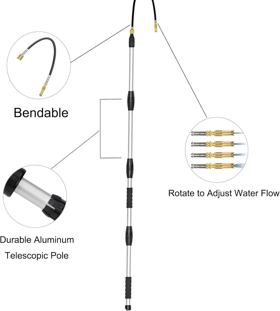 Telescopic Gutter Cleaning Tools from the Ground, Rain Gutter Cleaner Hose Attac