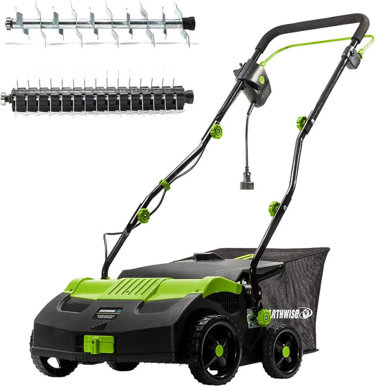 Earthwise DT71613AA 13-Amp 16-Inch Corded Dethatcher with Scarifier Blade and Co