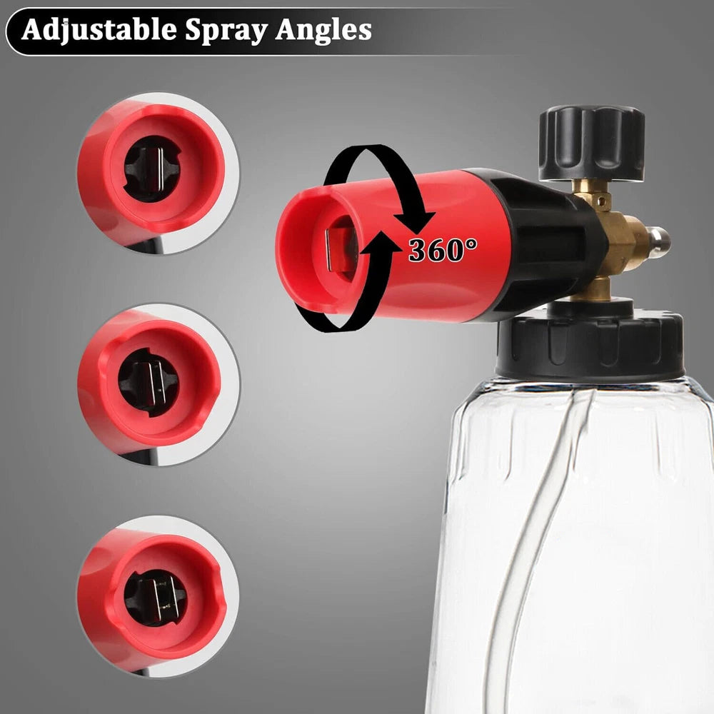 1/4” Pressure Washer Foam Cannon with Dual-Connector Double Tip Attachment USA