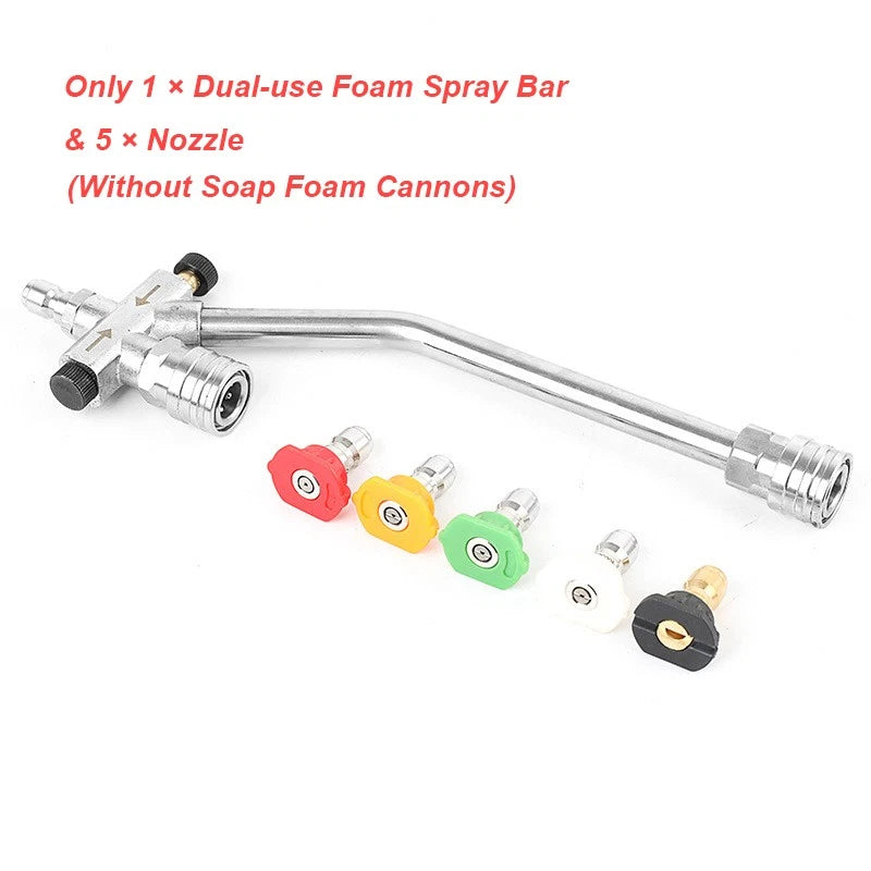 1/4” Pressure Washer Foam Cannon with Dual-Connector Double Tip Attachment USA