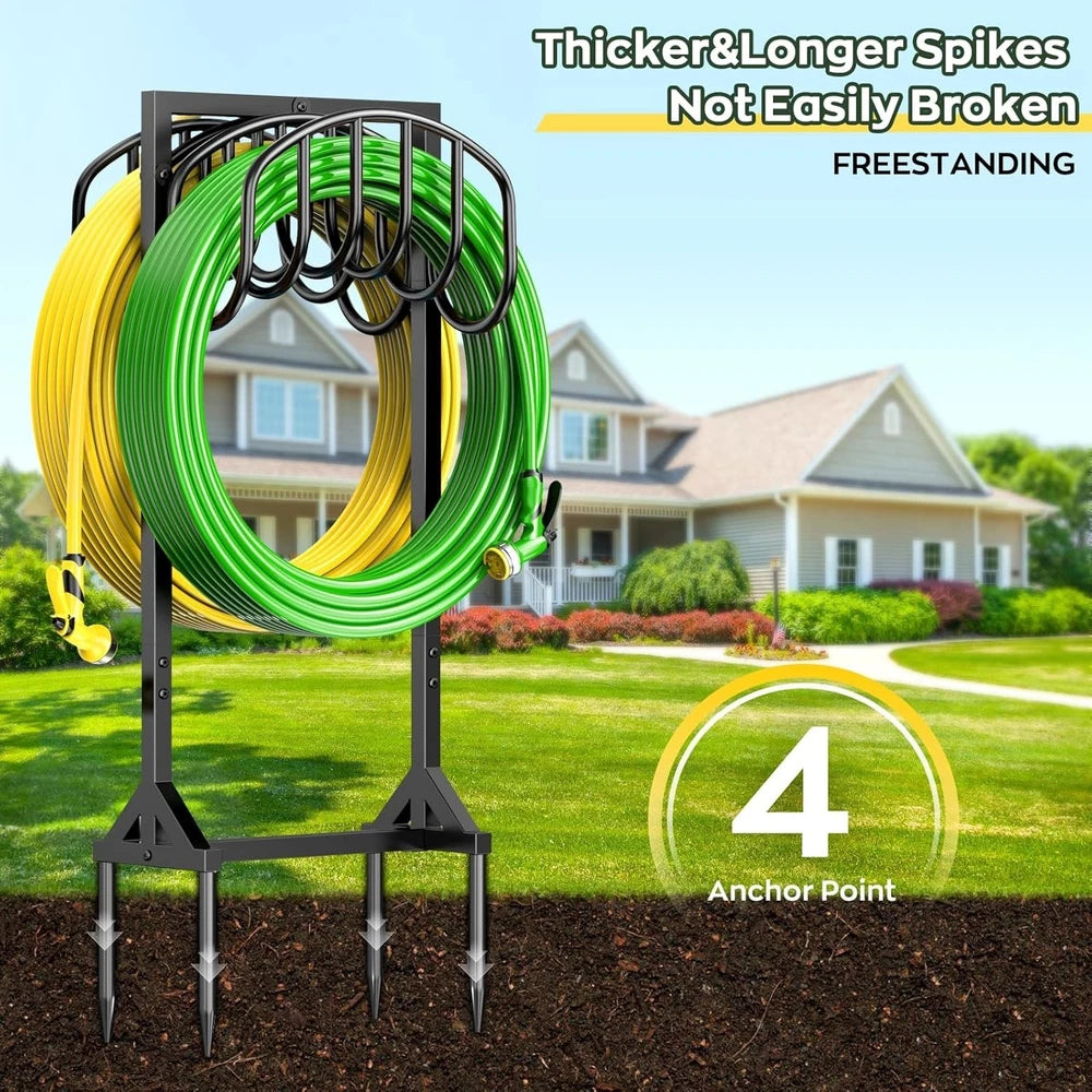 Garden Water Hose Holder Holds 2 * 150Ft Hoses, Heavy-Duty Metal Freestanding...