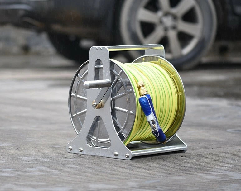 Garden Water Hose Reel Rack Stainless Steel Water Pipe Storage Wall Mount Stand