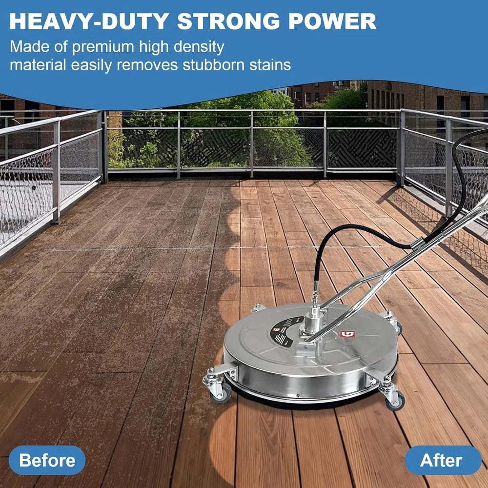 20" Pressure Washer Surface Cleaner with Dual Handles and 4 Wheels Quick Connect