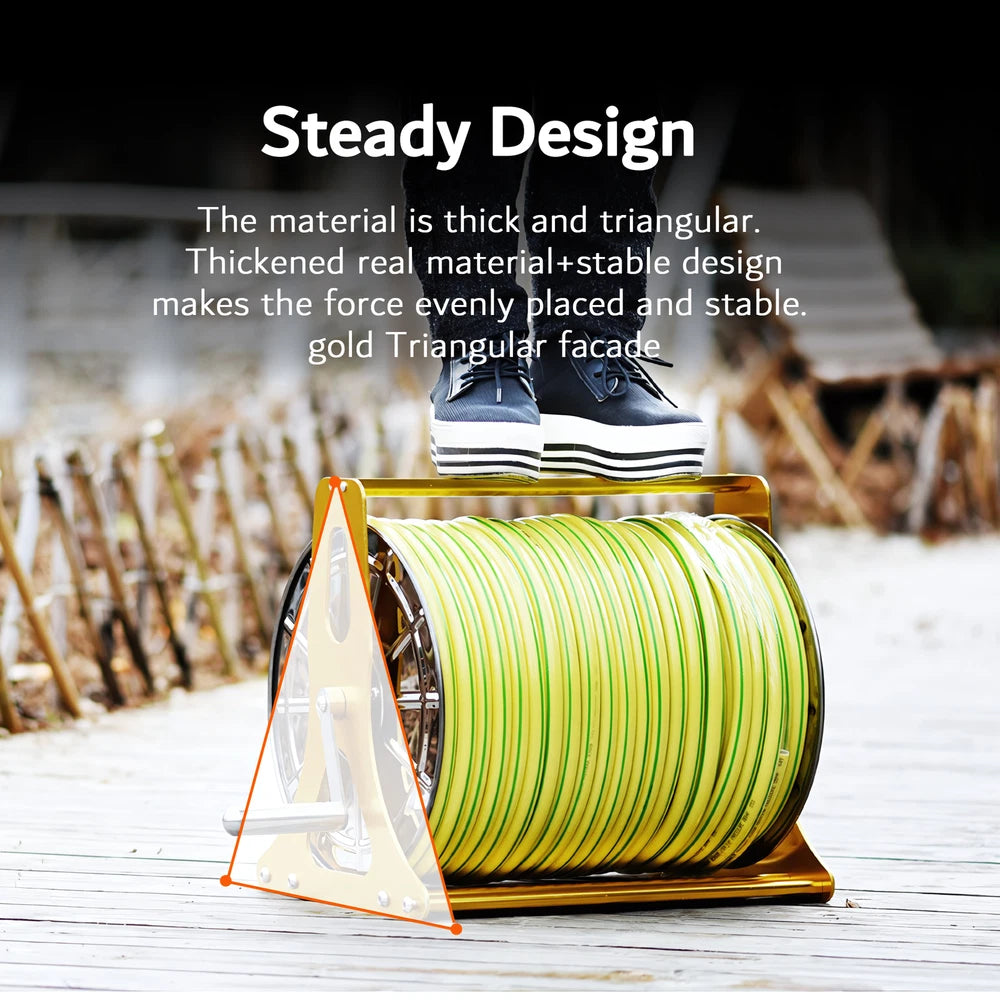 Garden Water Hose Reel Rack Stainless Steel Water Pipe Storage Wall Mount Stand