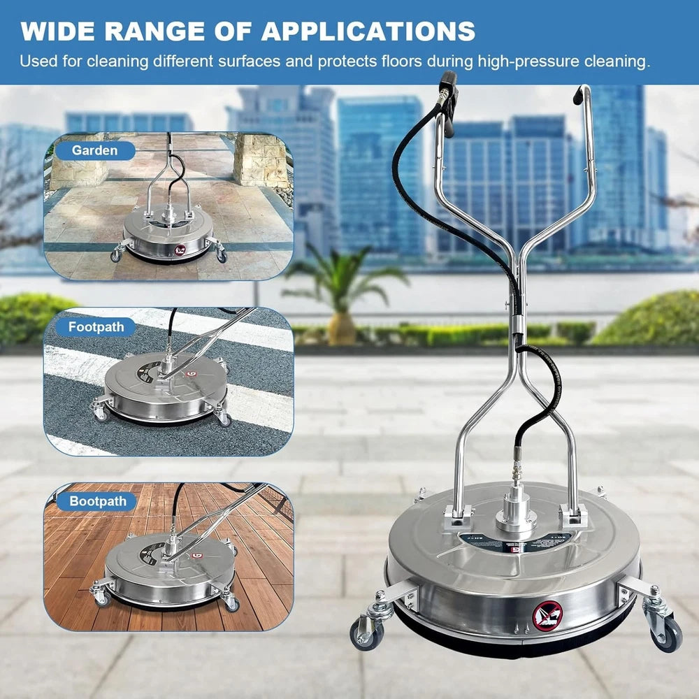 24" Pressure Washer Surface Cleaner with 4 Wheels Dual Handle 4900 Max PSI