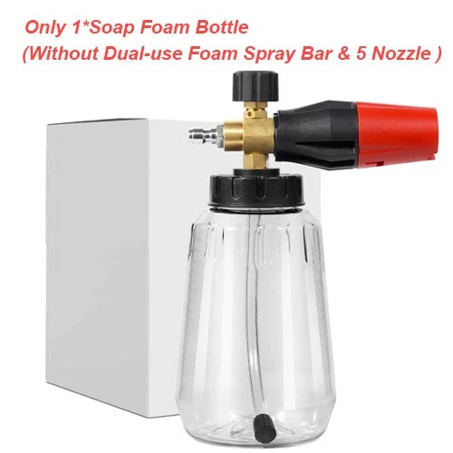 1/4” Pressure Washer Foam Cannon with Dual-Connector Double Tip Attachment USA