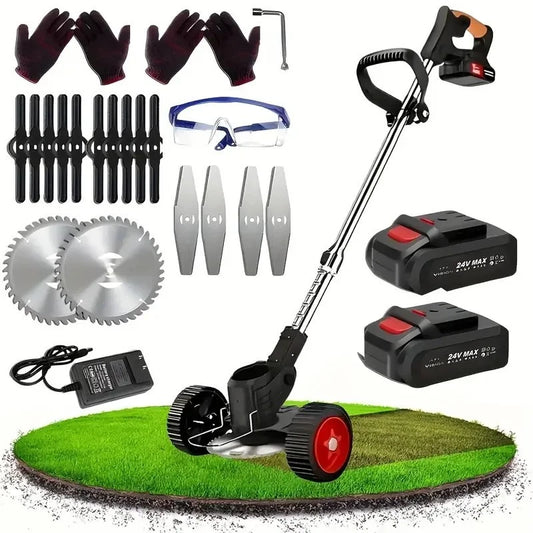 USA Cordless Lawn Trimmer with 2 Li-Ion Batteries 3 Blades Grass Edger Powerful