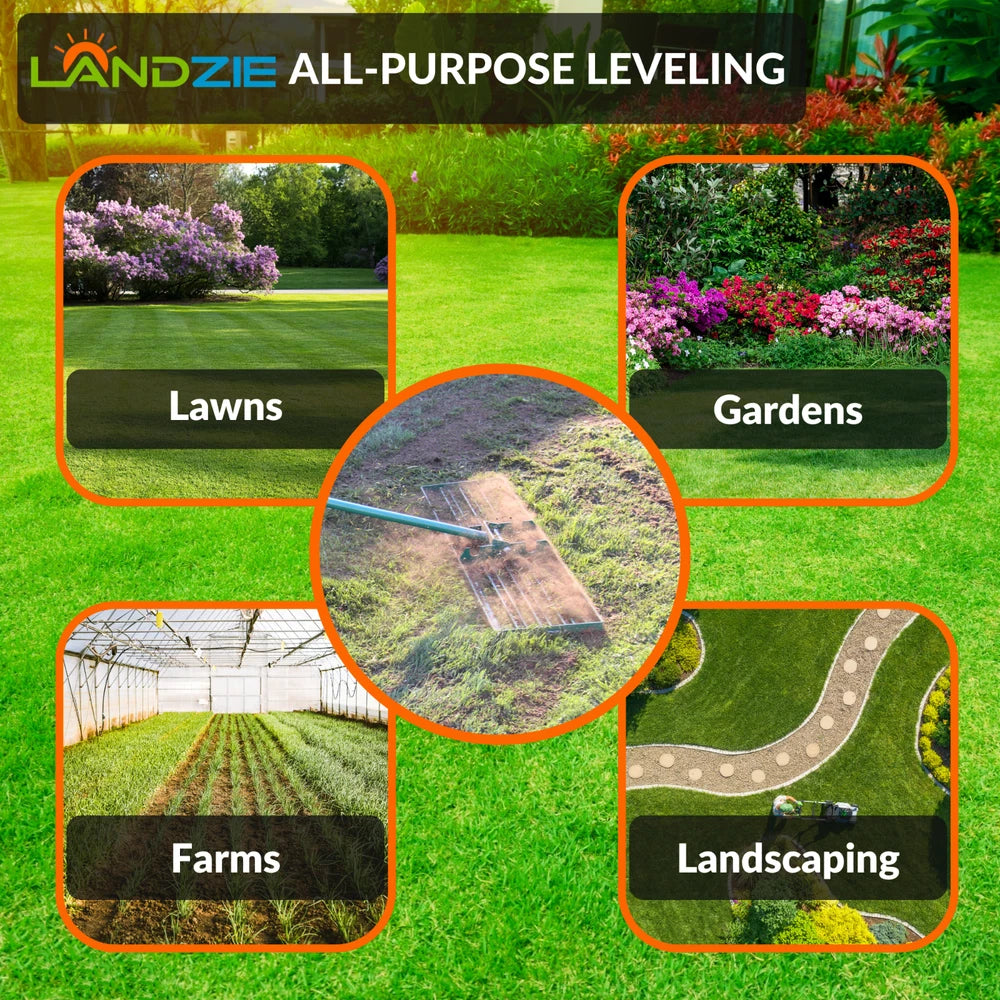 Landzie Lawn Leveling Rake - 24 Inch Lawn Care Yard, and Garden Leveler Rake