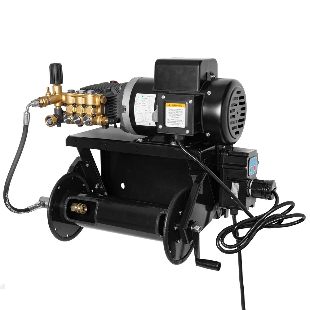 Canpump Pressure Washer: Wall-Mount w/ Hose Reel, 5 hp, 230 V, Total Stop System