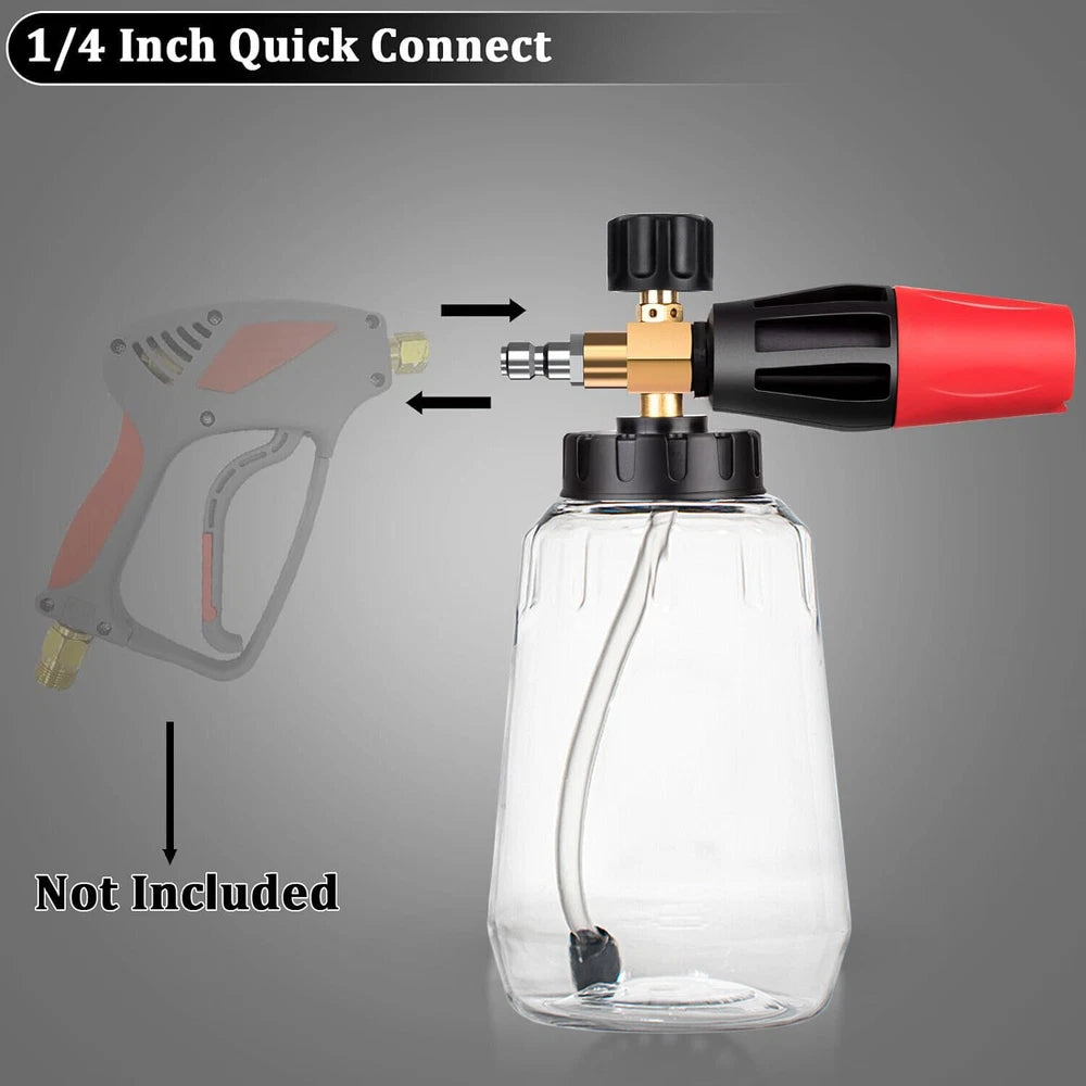 1/4” Pressure Washer Foam Cannon with Dual-Connector Double Tip Attachment USA