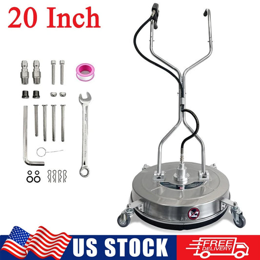 20" Pressure Washer Surface Cleaner with Dual Handles and 4 Wheels Quick Connect