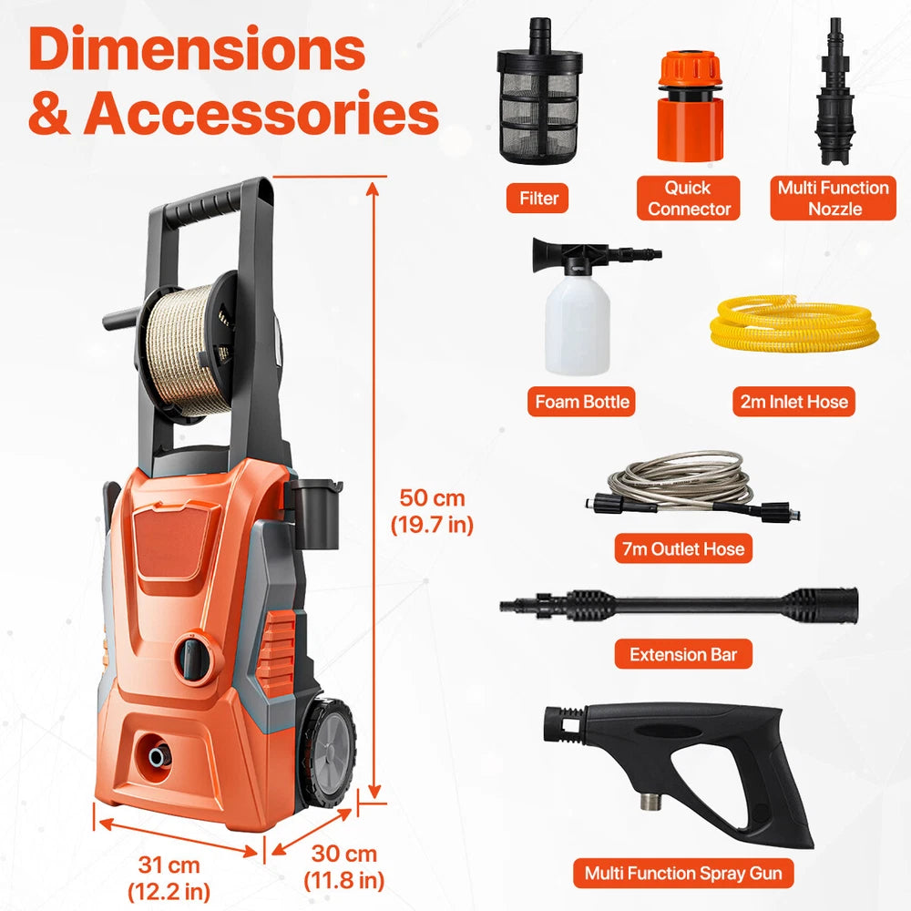 Portable 5000PSI Electric High Pressure Washer Smart Control Power Washer SET