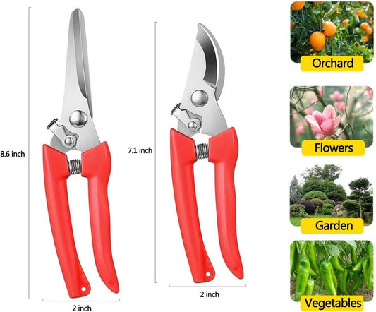 2 Garden Pruning Shears 7" Inch Gardening Scissors Clippers Flower Tools Plants