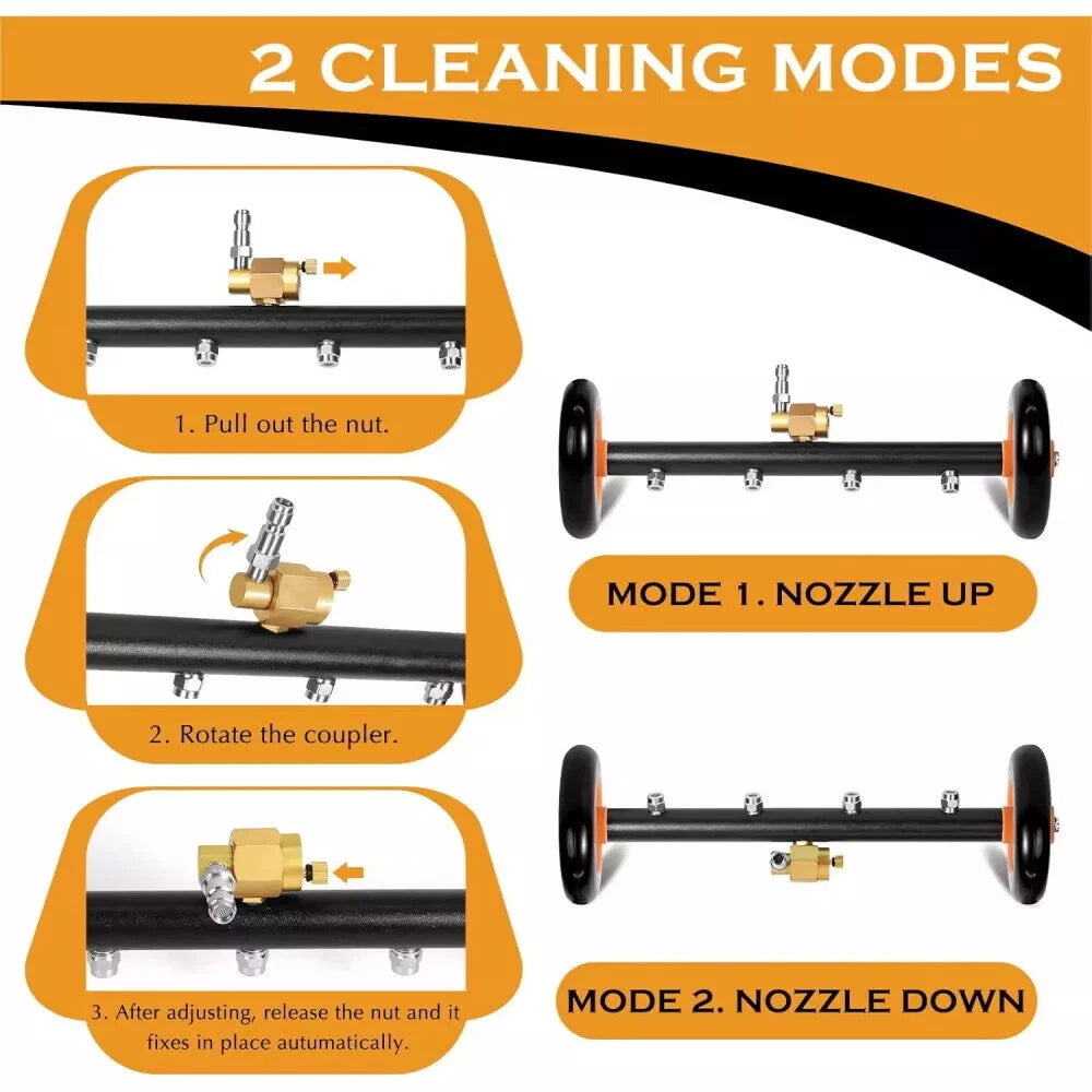 24" Pressure Washer Water Broom Undercarriage Cleaner Driveway Surface Cleaner