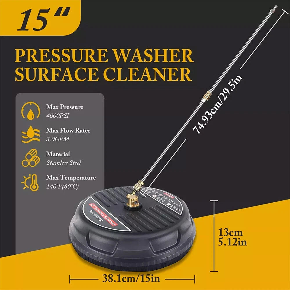 15 Inch Pressure Washer Surface Cleaner 4000PSI Power Washer Attachment for Deck