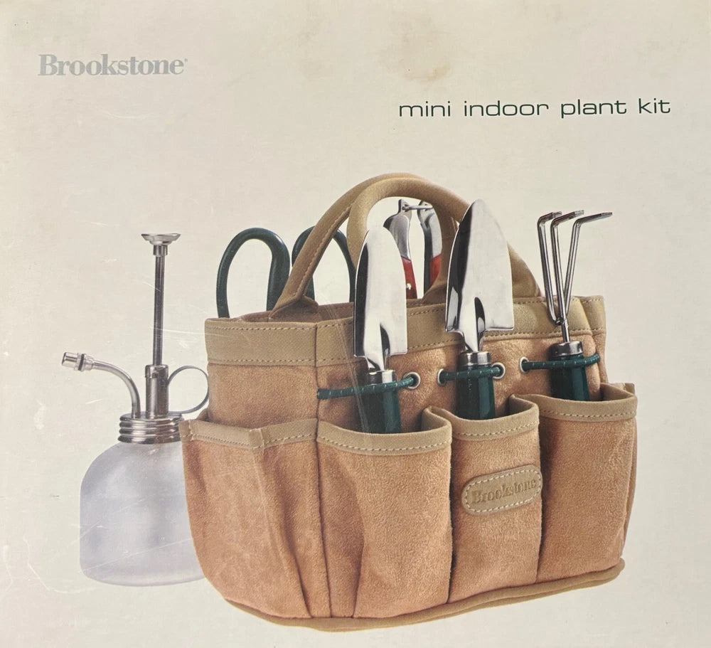 Brookstone mini indoor plant kit tools & tote Gardening set