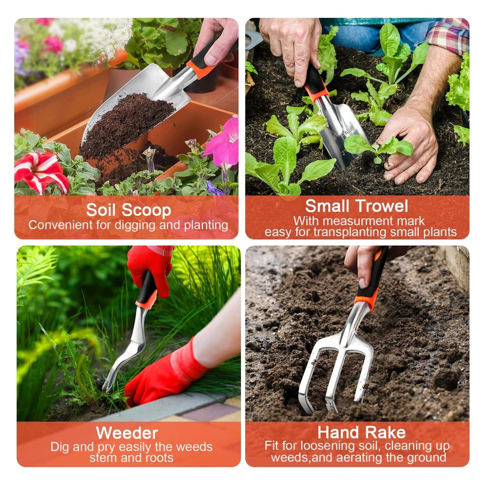 Garden Tools Set 8 Piece Gardening Tools Set with Non Slip Ergonomic Handle H...