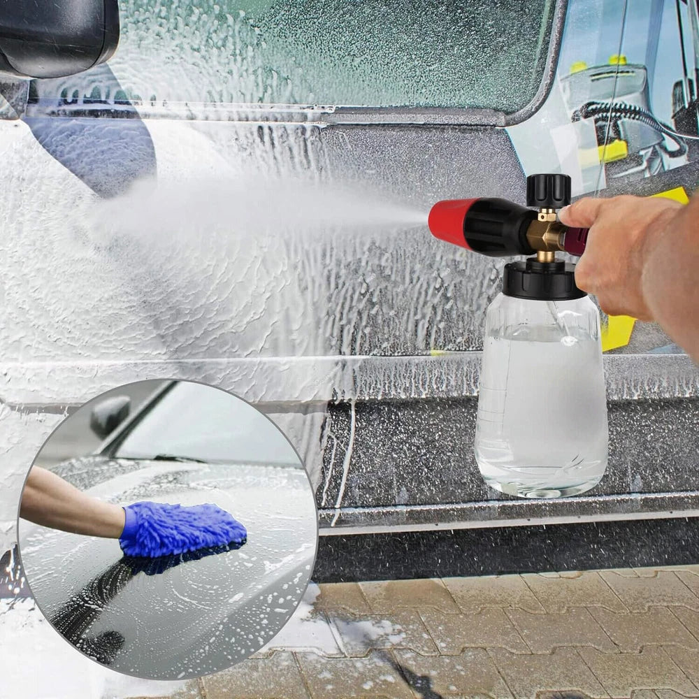 1/4” Pressure Washer Foam Cannon with Dual-Connector Double Tip Attachment USA