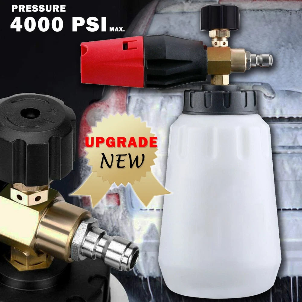 1/4” Pressure Washer Foam Cannon with Dual-Connector Double Tip Attachment USA