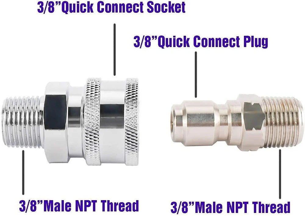 Steel High Pressure Washer Ball Valve Kit, 3/8 Inch Quick Connect 4500 PSI