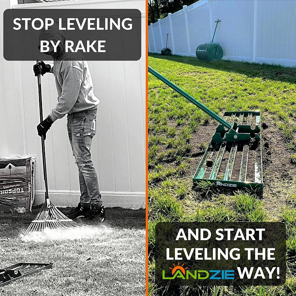 Landzie Lawn Leveling Rake - 24 Inch Lawn Care Yard, and Garden Leveler Rake