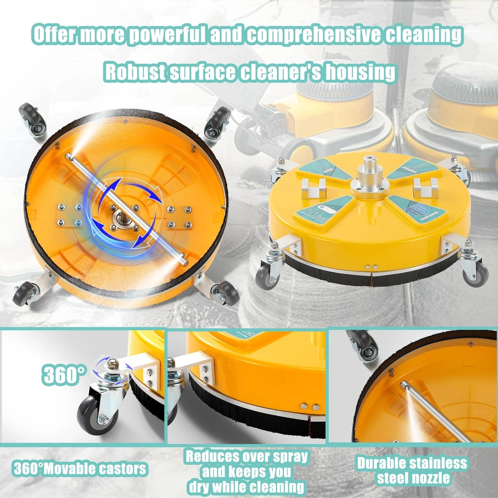 20'' Pressure Washer Surface Cleaner, Surface Cleaner Dual Handle, Power Wash...