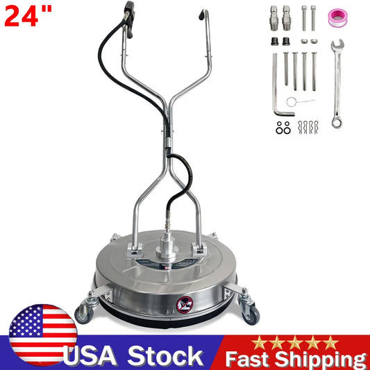 24" Pressure Washer Surface Cleaner with 4 Wheels Dual Handle 4900 Max PSI