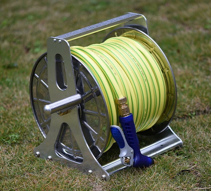 Garden Water Hose Reel Rack Stainless Steel Water Pipe Storage Wall Mount Stand