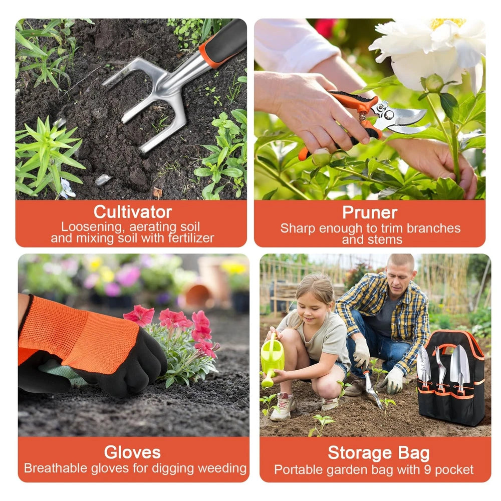 Garden Tools Set 8 Piece Gardening Tools Set with Non Slip Ergonomic Handle H...