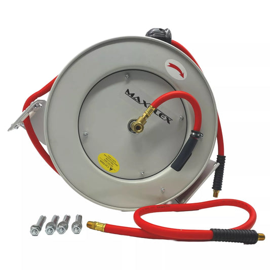 Retractable Air Hose Reel, 3/8 IN x 50 FT Hybrid Air Hose Max 300PSI